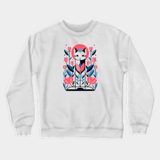 Cat amongst tulips Crewneck Sweatshirt